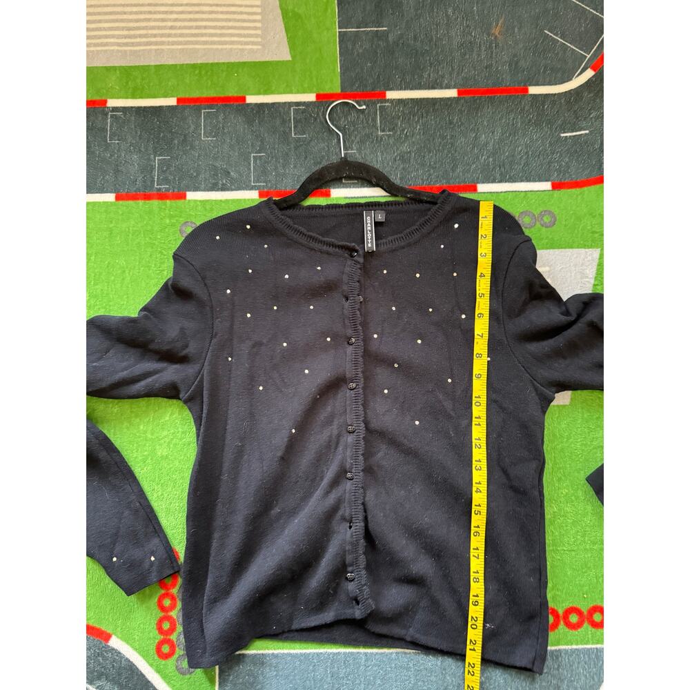 Charlotte Tarantola Black Embellished‎ Cardigan Sweater Women’s Large - Picture 5 of 7